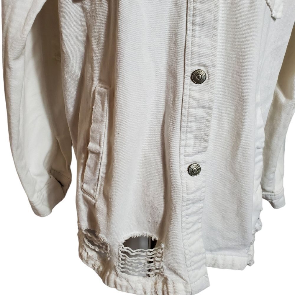 Divided White Distressed Shacket Denim Shirt Jacket Runs Large - Picture 2 of 8
